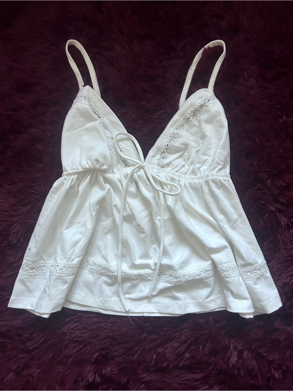 wild fable White Lace-Trim Camisole with Tie Front